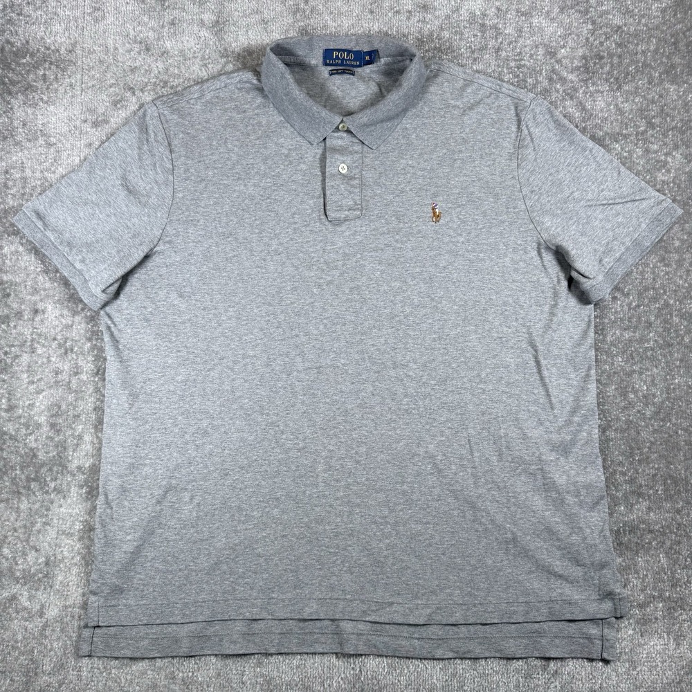 Polo Ralph Lauren Shirt Men's XL Gray Pima Soft Touch Short Sleeve Flesh Pony